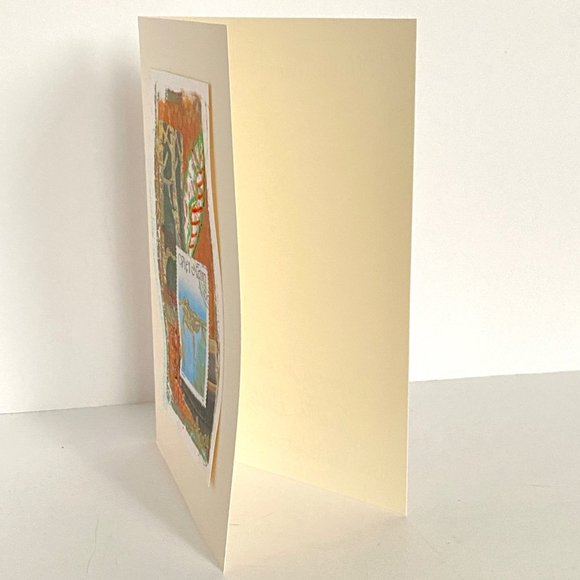 Collage Art Handmade Original Blank Greeting Card and Envelope Vietnam Postage - Picture 3 of 5